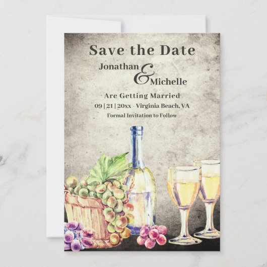 Romantic  wijnbouw bruiloft save the date (Voorkant)