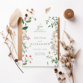 Romantic Wildflower Botanical Wedding Invitation Kaart