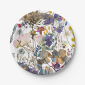 Romantic Wildflower Collage Papieren Bordje (Voorkant)
