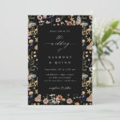 Romantic Wildflower Frame Wedding Invitation Kaart (Staand voorkant)