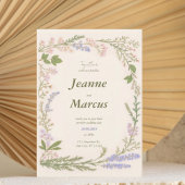 Romantic Wildflower Wreath Wedding Invitation Kaart