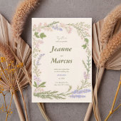 Romantic Wildflower Wreath Wedding Invitation Kaart