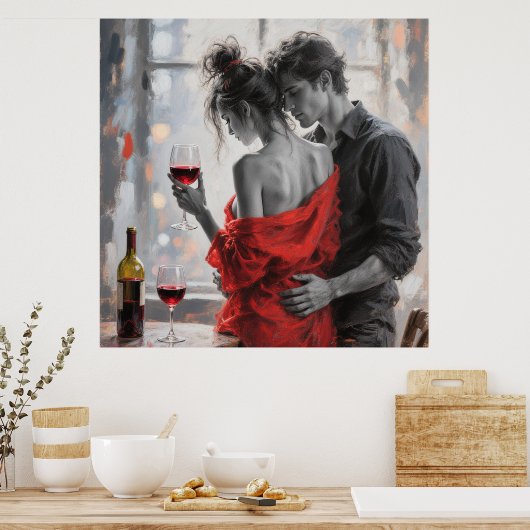 Romantic Wine Moment Poster (Keuken)