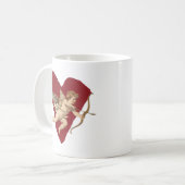 Romantic Wine Red Heart Angel Bow & Arrow Love Koffiemok (Voorkant links)