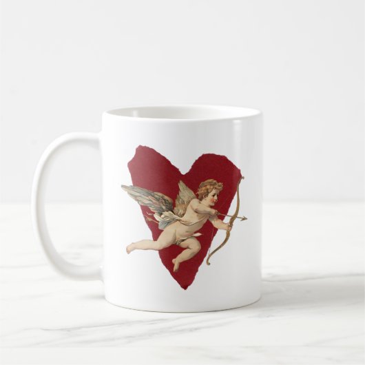 Romantic Wine Red Heart Angel Bow & Arrow Love Koffiemok (Links)