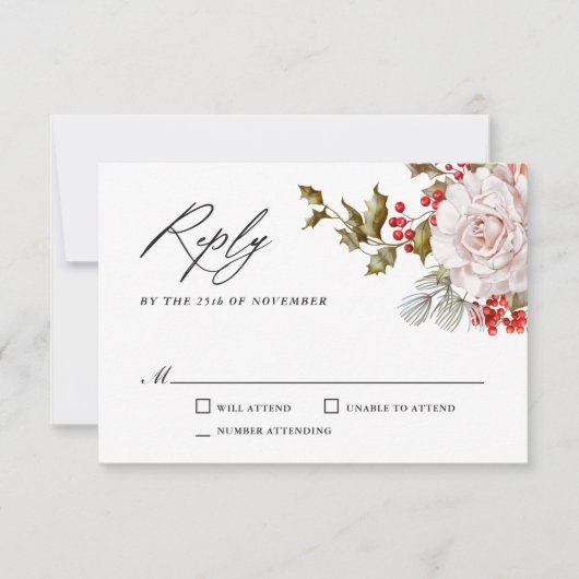 Romantic Winter Floral en Evergreens RSVP (Voorkant)