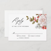 Romantic Winter Floral en Evergreens RSVP (Voorkant / Achterkant)