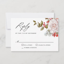 Romantic Winter Floral en Evergreens RSVP Kaartje