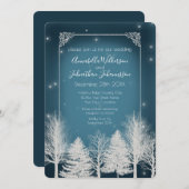 Romantic Winter Night in Navy Blue & White Glitter Kaart (Voorkant / Achterkant)