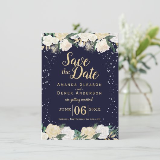 Romantic Winter Photo Save the Date (Staand voorkant)