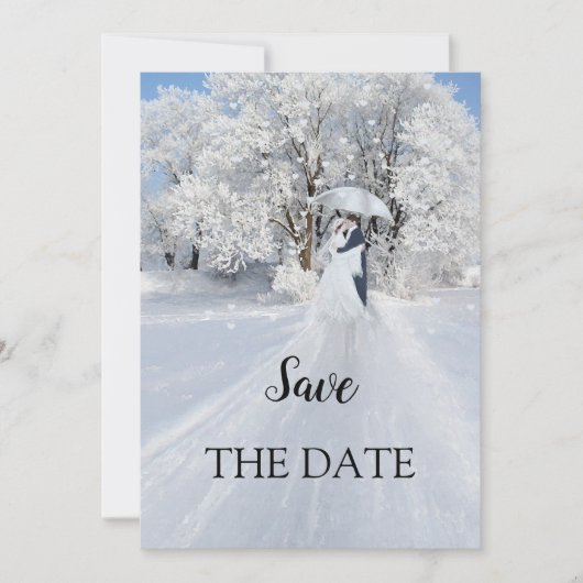 Romantic Winter Wonderland Save the Date Card (Voorkant)