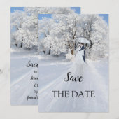 Romantic Winter Wonderland Save the Date Card (Voorkant / Achterkant)