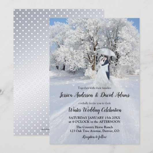 Romantic Winter Wonderland Weddenschap Kaart (Voorkant / Achterkant)