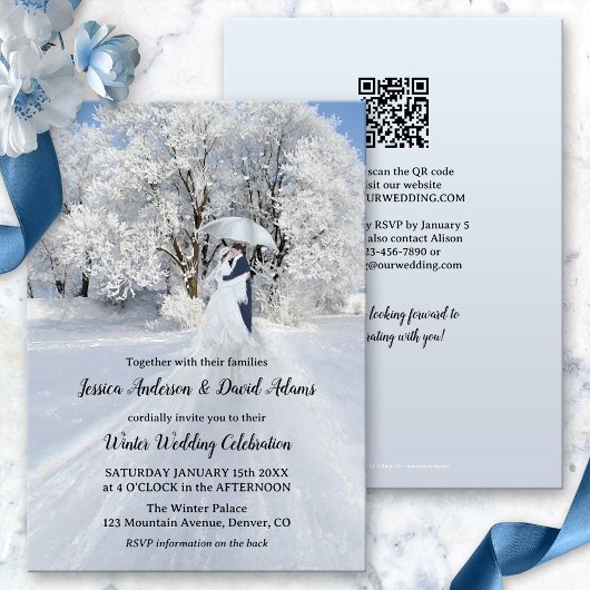 Romantic Winter Wonderland Weddenschap Kaart