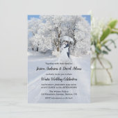 Romantic Winter Wonderland Weddenschap Kaart (Staand voorkant)