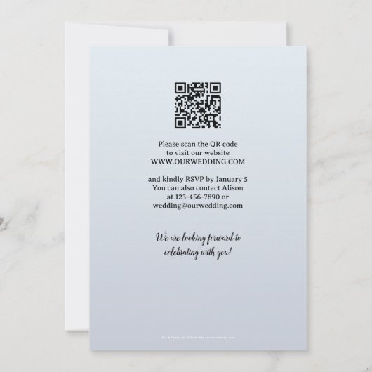 Romantic Winter Wonderland Weddenschap Kaart (Achterkant)