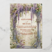 Romantic Wisteria Arch Wedding Folie Uitnodiging (Voorkant)