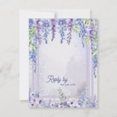 Romantic Wisteria Floral Arch QR Code Wedding RSVP Kaartje (Voorkant)