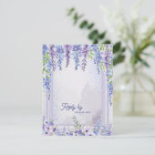 Romantic Wisteria Floral Arch QR Code Wedding RSVP Kaartje (Staand voorkant)