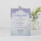 Romantic Wisteria Garden Wedding Details Announcem Aankondiging (Staand voorkant)