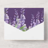 Romantic Wisteria over Paars donker All In One Uitnodiging (Achterkant)