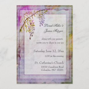 Romantic Wisteria Wedding Invitation Kaart