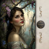 Romantic Wisteria Woman Portrait Decoupage Tissuepapier