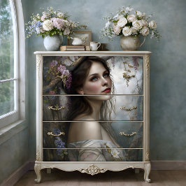 Romantic Wisteria Woman Portrait Decoupage Tissuepapier