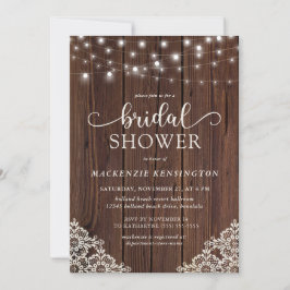 Romantic Wood String Lights Vrijgezellenfeest Kaart