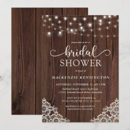 Romantic Wood String Lights Vrijgezellenfeest Kaart