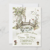 Romantic Woodland Bridge Wildflower Vrijgezellenfe Kaart (Voorkant)