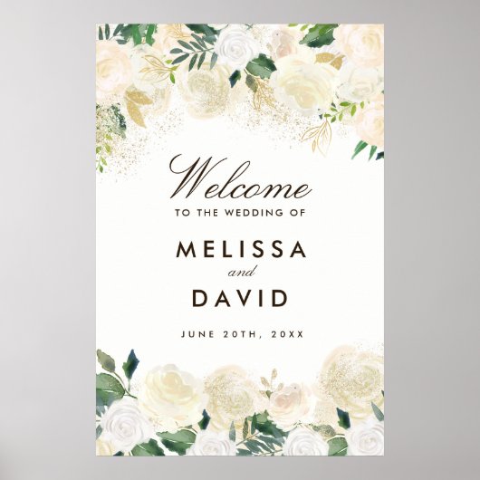 Romantic Woodland Wedding Welcome Sign (24x36) Poster (Voorkant)