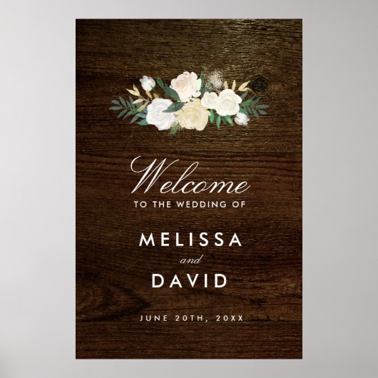 Romantic Woodland Wedding Welcome Sign (24x36) Poster (Voorkant)
