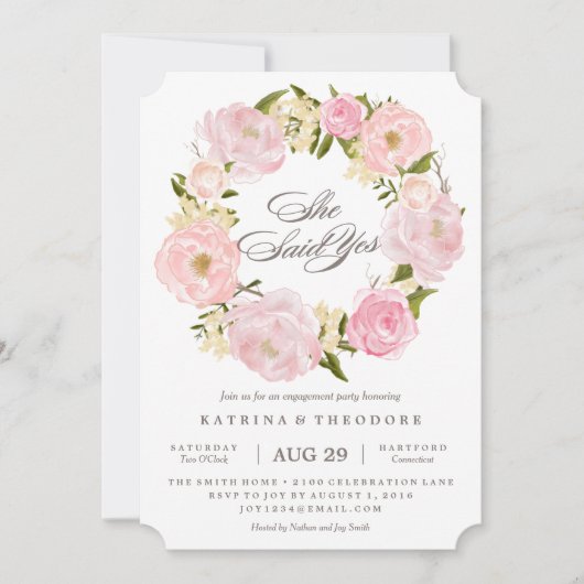 Romantic Wreate zei dat ze Verloving uitnodigen Kaart (Voorkant)