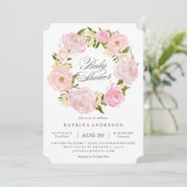 Romantic Wreath Baby shower Invitation Kaart (Staand voorkant)
