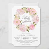 Romantic Wreath Baby shower Invitation Kaart (Voorkant)
