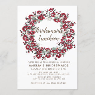Romantic Wreath Bridesmaids Luncheon Kaart