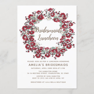 Romantic Wreath Bridesmaids Luncheon Kaart