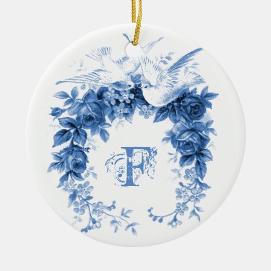 Romantic Wreath・Doves Keramisch Ornament (Voorkant)