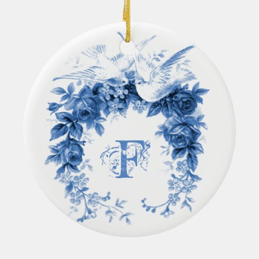 Romantic Wreath・Doves Keramisch Ornament (Achterkant)