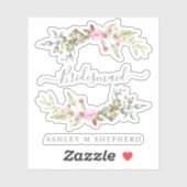 Romantic Wreath in Pink for Bridesmaids Sticker (Vel)