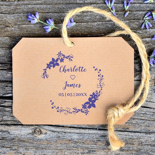 Romantic Wreath Names and Dates for Wedding Rubberstempel