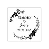 Romantic Wreath Names and Dates for Wedding Rubberstempel (Afrduk)