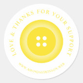 Romantic Yellow Button Love & Thank Ronde Sticker (Voorkant)