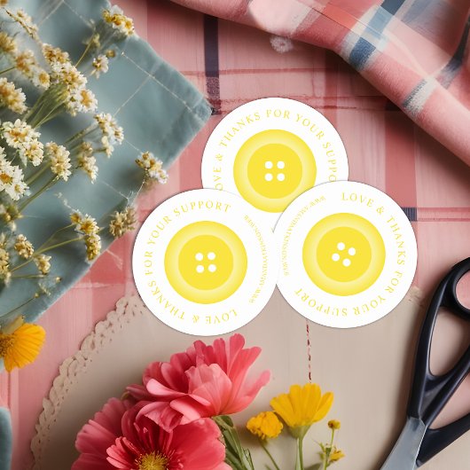 Romantic Yellow Button Love & Thank Ronde Sticker