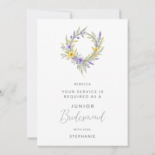 Romantic Yellow Lavender Wreath Junior Bridesmaid (Voorkant)