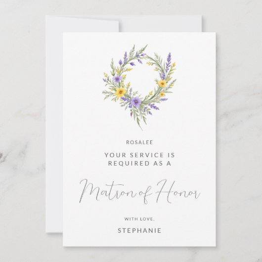 Romantic Yellow Lavender Wreath Matron of Honor (Voorkant)
