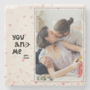 Romantic You and Me Hearts Photo Stenen Onderzetter