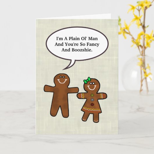 Romantic Yummy Gingerbrood Couple Card Kaart (Gele Bloem)
