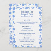 Romantic Zacht  Blauw Bindmenu Menu (Voorkant / Achterkant)